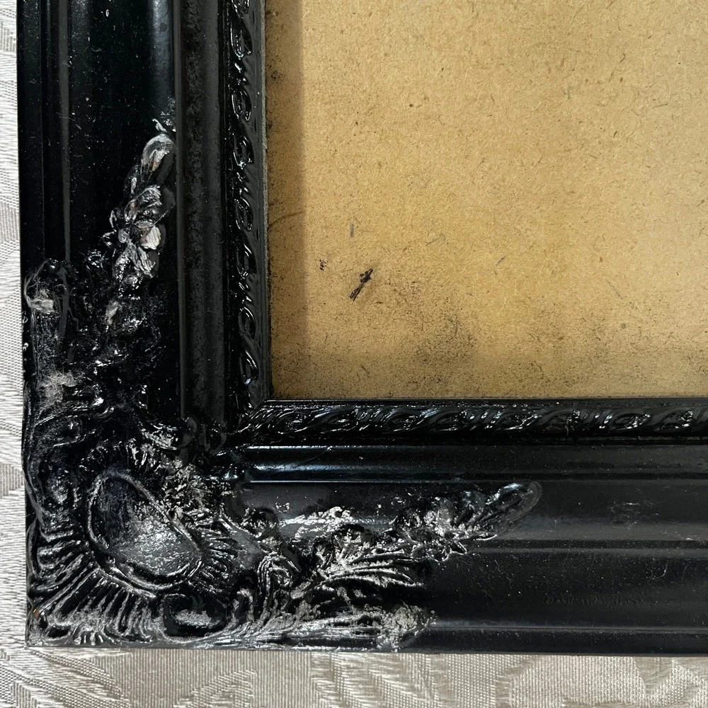 Vtg Black Ornate Picture Frame 15x18
